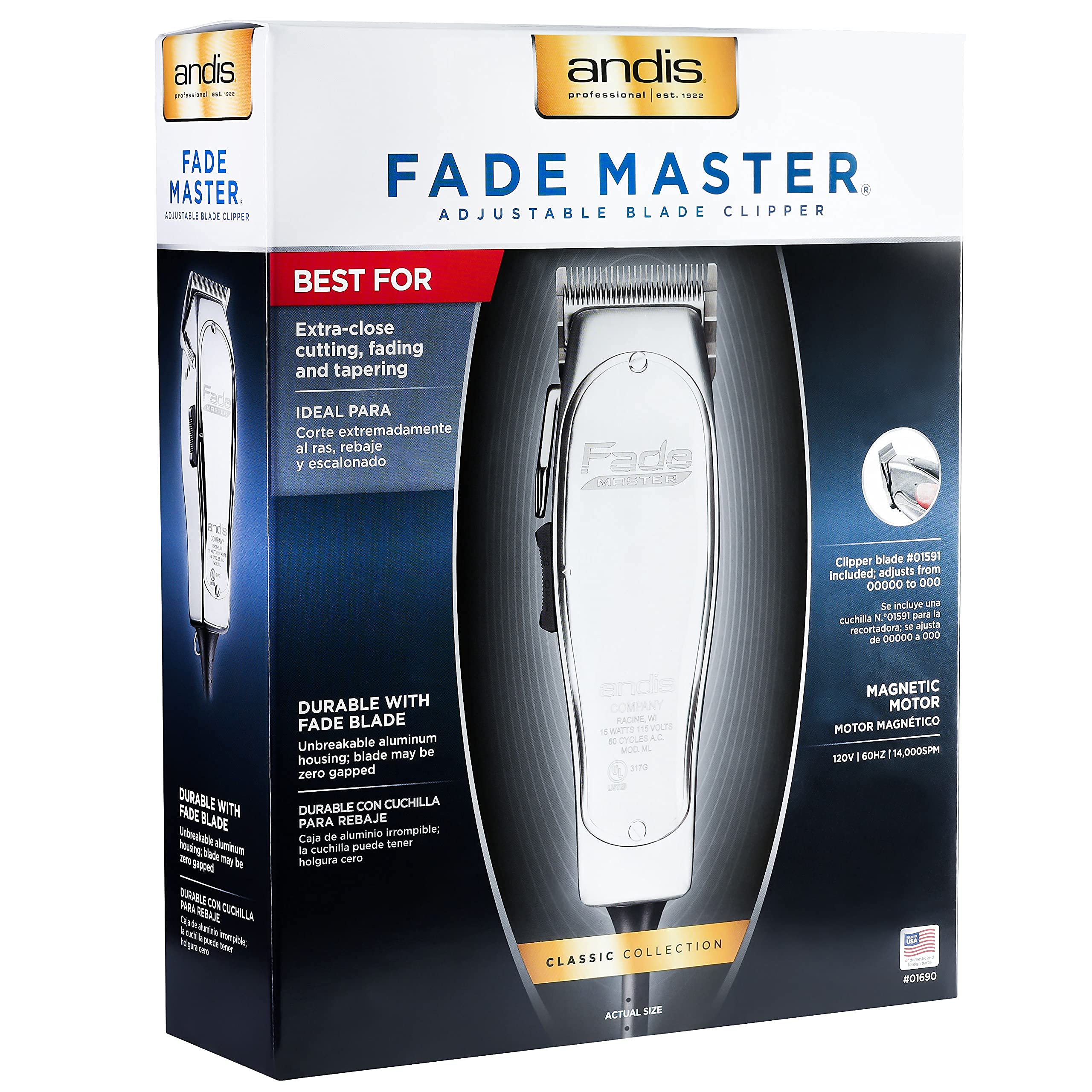 Andis Máquina de Cortar Cabelo Profissional Fade Master com Lâmina